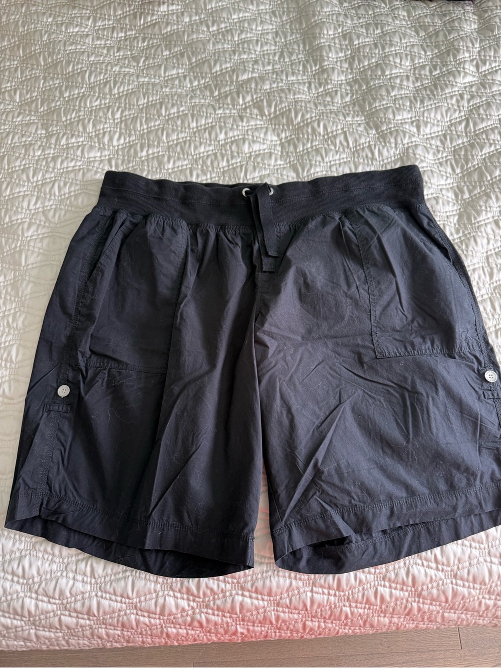 Calvin Klein Black Cargo Shorts with Drawstring Waist